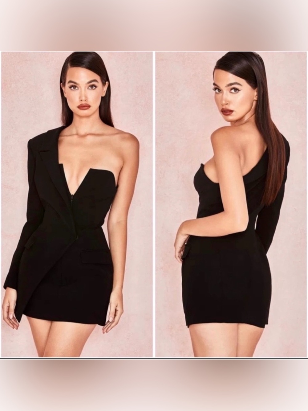 House of CB Black One-Shoulder Blazer Mini Dress